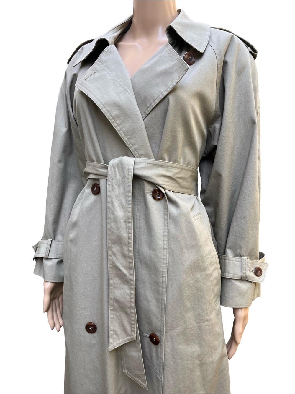 Vintage Eaton Long Belted Trench Coat Beige 8P